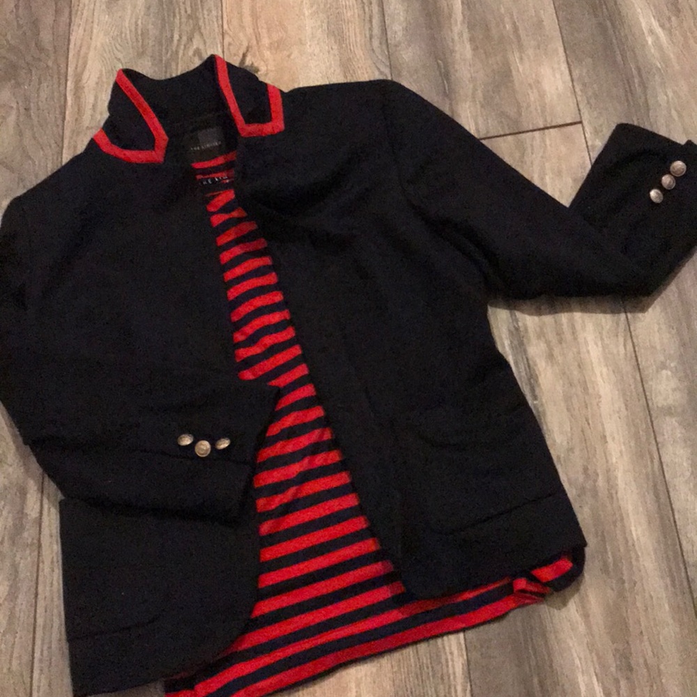 Navy blue and red blazer